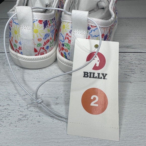 Billy Kids Doodle Low Top Rainbow Dream Canvas Sneakers Sz 2 Zip Unisex - Picture 4 of 10